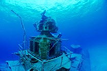 Diver explores wreck of Russian missile frigate, Destroyer 356, renamed MV Capt Keith Tibbets,  Cayman Islands, Caribbean