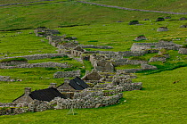 Stone brick buildings, Hirta, Saint / St Kilda Island. Western Islands, Outer Hebrides, Scotland.