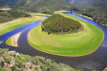 Meander in Algadon river, Riomalo de Abajo, Las Hurdes, Caceres, Spain.