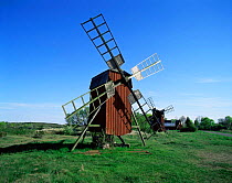 Traditional small scale windmills in Oland, Lerkaka, Sweden