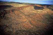Aerial view of cliffs created by basalt fault line, Great Rift Valley, Kenya