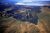 Aerial view of Andrew's volcano and lava flows, Lake Turkana, Great Rift Valley, Kenya