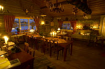 Interior of main dining area, Vargas Wilderness Lodge, Halsingland, Sweden. 2006