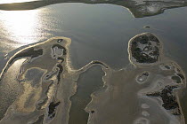 Aerial view of lagoons in the Camargue, Aigues Mortes, France