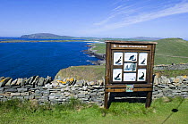 Bird identification sign, Sumburgh Head RSPB Reserve, Shetland, Scotland, UK