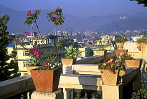 View from Hotel Metropolitan Kantipur, Kathmandu, Nepal, with Swayambhunath (Monkey Temple) on the hill opposite,