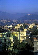 View from Hotel Metropolitan Kantipur, Kathmandu, Nepal, with Swayambhunath (Monkey Temple) on the hill opposite.