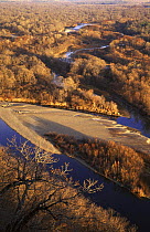 Aerial view of River Bikin, right tributary of Ussuri River, with virgin riparian forest, N Ussuriland, SE Siberia, far east Russia
