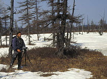 Wildlife photographer, Yuri Shibnev, in Sikhote-Alin mountainous plateau, Siberia, Russia (Ussuriland).