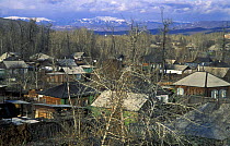 Wooden houses in Kyzyl, the capital of Tuva Republic, S Siberia, Russia, 2001.