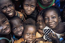 Group of smiling children, Bossue village, Guinea, West Africa, 2000