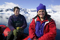 Sue Flood and Alastair Fothergill, series producer of BBC Planet Earth series, on location in Antarctic peninsula, January 2005.