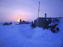 Cabin for crew on location in Belcher Islands near Sanikiluaq, Hudson Bay for BBC Planet Earth Iceworlds programme, Feb 2006. 2005