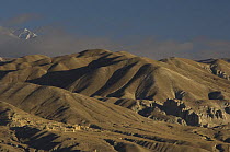 Landscape with buildings, north of Lo-Manthang, Upper Mustang, Mustang, Nepal