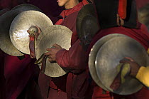 Traditional 'Cignil' or cymbals played by Nepalese monks, Lo-Manthang, Upper Mustang, Nepal