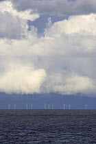 Offshore windfarm in Liverpool Bay, Irish Sea, UK.