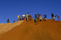 Sapphire miners near the newly established settlement of Ilakaka, Near Isalo National Park, MADAGASCAR.  2005