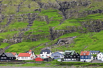 Tornuvik, a township at the base of a cliff Streymoy, Faroe Islands, Denmark. June 2006