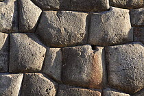 Detail of ancient Inca stone wall, Archaeological Park of Sacsayhuaman, Cusco, Peru 2006.