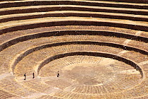 Circular terraces at ancient Inca site of  Moray, Sacred Valley, Peru 2006.