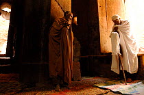 Homeless man begging to worshipper at Bieta debre sina church, Lalibela, North Ethiopia, 2006