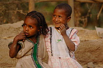 Two children from the black jewish community, Goodhar, North Ethiopia, most jews returned to Israel in the Salomon Operation, 1991, but some remained., 2006