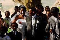 Bride and groom at a modern orthodox christian wedding, Gondhar, North Ethiopia, 2006
