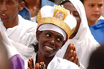 Worshippers in the christian procession of the Timkat (Epiphany), Addis Abbaba,  Ethiopia, 2006