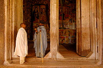 Priests in orthodox christian church of Uhra Kidane Mehret, Gah dhar, North Ethiopia, 2006