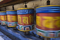 Buddhist prayer wheels, Tawang, Arunachal Pradesh, India 2005