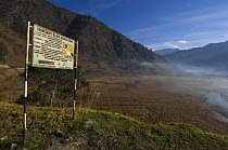 Information board on Black-necked Cranes (Grus nigricollis), Shangti Valley, Arunachal Pradesh, India. 2005
