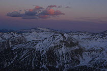 View from the climb to the top of Colle de la Bonnette, just after sunset, Mercantour NP, Alpes Maritimes, France