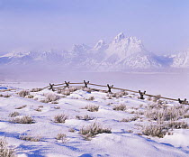 Jackson Hole and the Teton mountain range in winter, Grand Teton National Park, Wyoming, USA