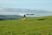 Hang Glider prior to taking off, Long Mynd, Shropshire Hills, UK 2006