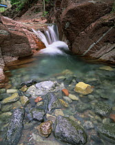 Water worn rocks in Redrock Canyon, Waterton Lakes National Park, Canada