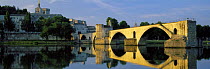 Pont de Bezenet, the River Rhone & Palais de Papes at Avignon, Provence, France