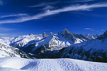 The Aiguille Verte from le Brevent, nr Chamonix, Massif du Mont Blanc, Savoie, France