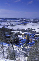 Winter, Corton Denham in the snow, Somerset, England, UK