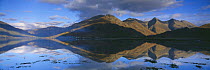 The Five sisters of Kintail reflected in Loch Duich, nr Shiel Bridge, Wester Ross, Western Highlands, Scotland, UK