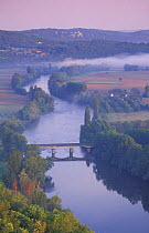 Aerial view of Dordogne Valley from Domme, Quercy, France