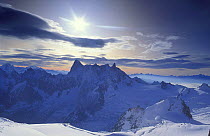 Alps: Dent du Giant and Italian Alps beyond, from Aiguille du Midi, Mont Blanc, Savoie, France