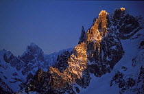 Evening light on the Aiguille Verte, nr Mont Blanc, Savoie, France