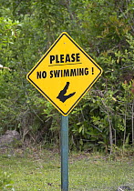 Sign warning potential swimmers of Alligators, Everglades, Florida, USA