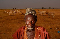 Fulani man with herd of cattle, Mauritania, West Africa, 2005