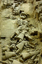 Damaged/unrestored Terracotta Warriors at the Mausoleum of Qin Shi Huang. Pit number two. Xi'an, Shaanxi Province, China 2006
