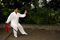 Man doing Tai Chi on the Old City Wall, Shaanxi Province, China 2006
