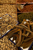 Deer antlers and dried seahorses being sold at Kunming Traditional Medicine Market, Yunnan Province, China 2006