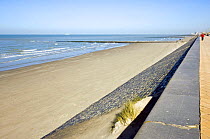 North Sea, beach and sea dyke, Ostend, Belgium
