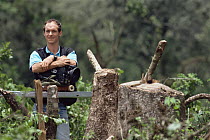 Camerman Bruce Davidson filming deforestation around Nyiragongo volcano, Virunga NP, Dem Rep of Congo, 1990s