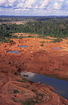 Aerial view of Bom Futuro open cast tin mine, largest in the world, deforestation of rainforest, Rondonia, Amazonia, Brazil